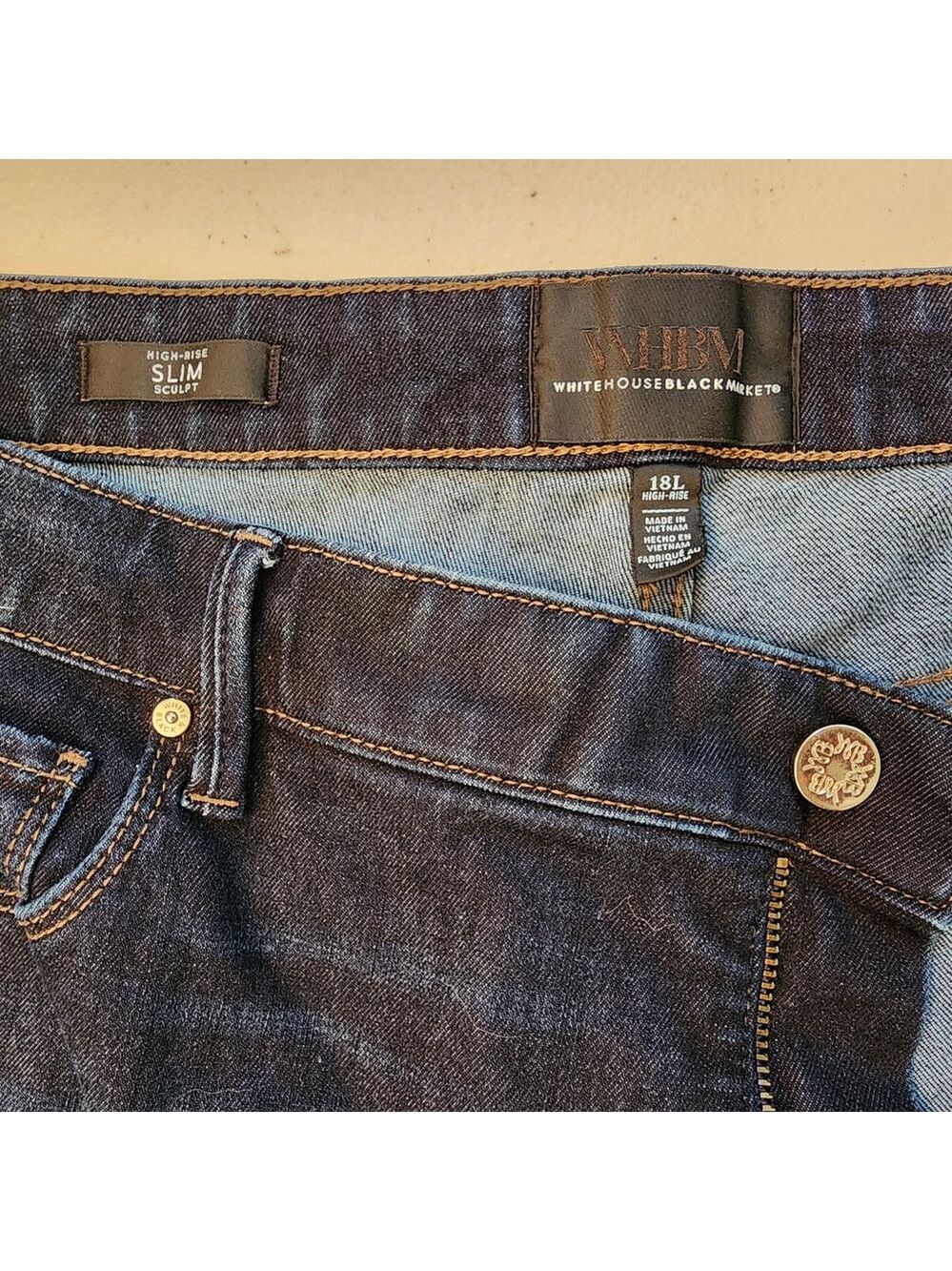 White House Black Market Slim Sculpt High Rise Dark Indigo Jeans Size 18L